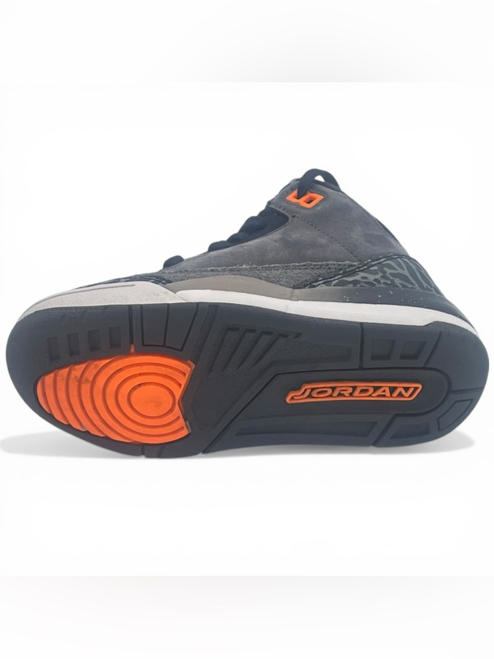 Nike Air Jordan 3 Retro Kids 11C Black Orange Cement Sneakers - Picture 8 of 10